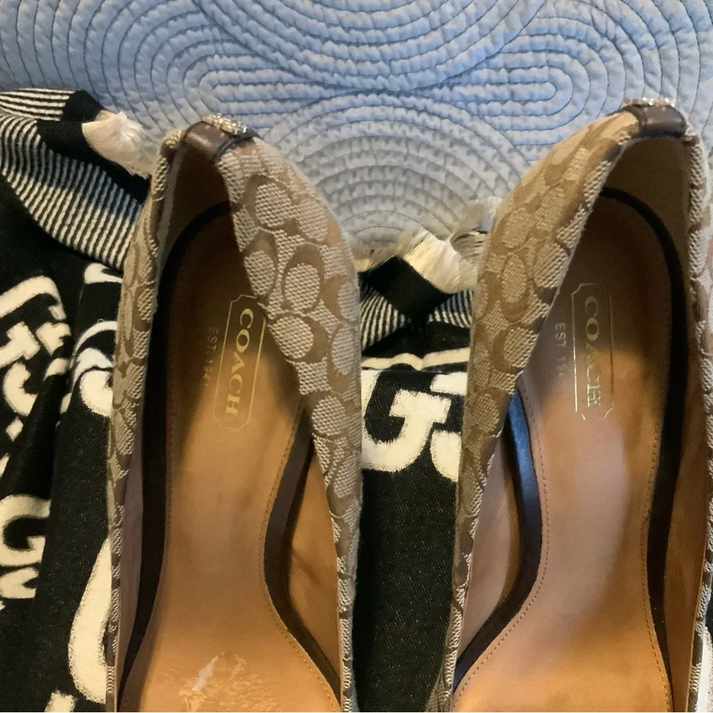 Coach Women's Beige Patterned Heels - Picture 3 of 9